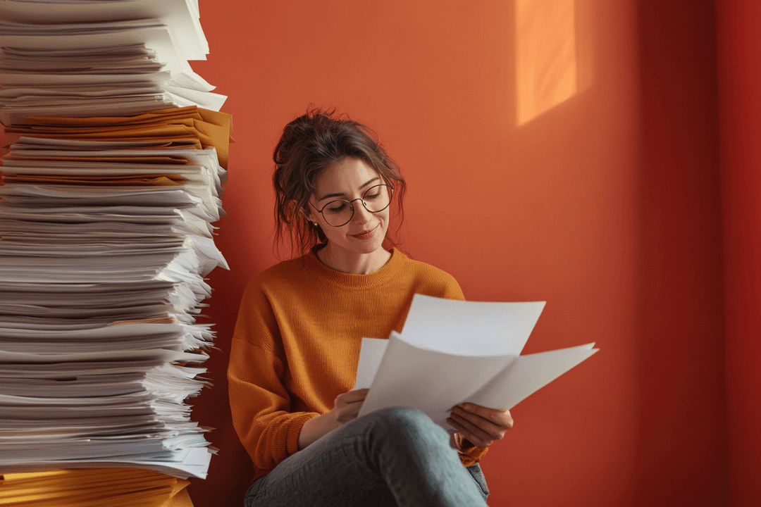 A person reading a document